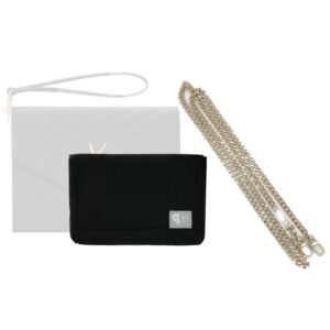 from her purse organizer insert conversion kit with gold chain felt handbag (black)