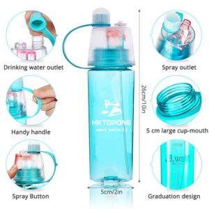 HKTOPCNE Spray Water Bottle for Drinking Sports Water Bottle Cycling BPA Free 600ml for Cycling Running Mountaineering Hiking Gym Climbing (Pink)