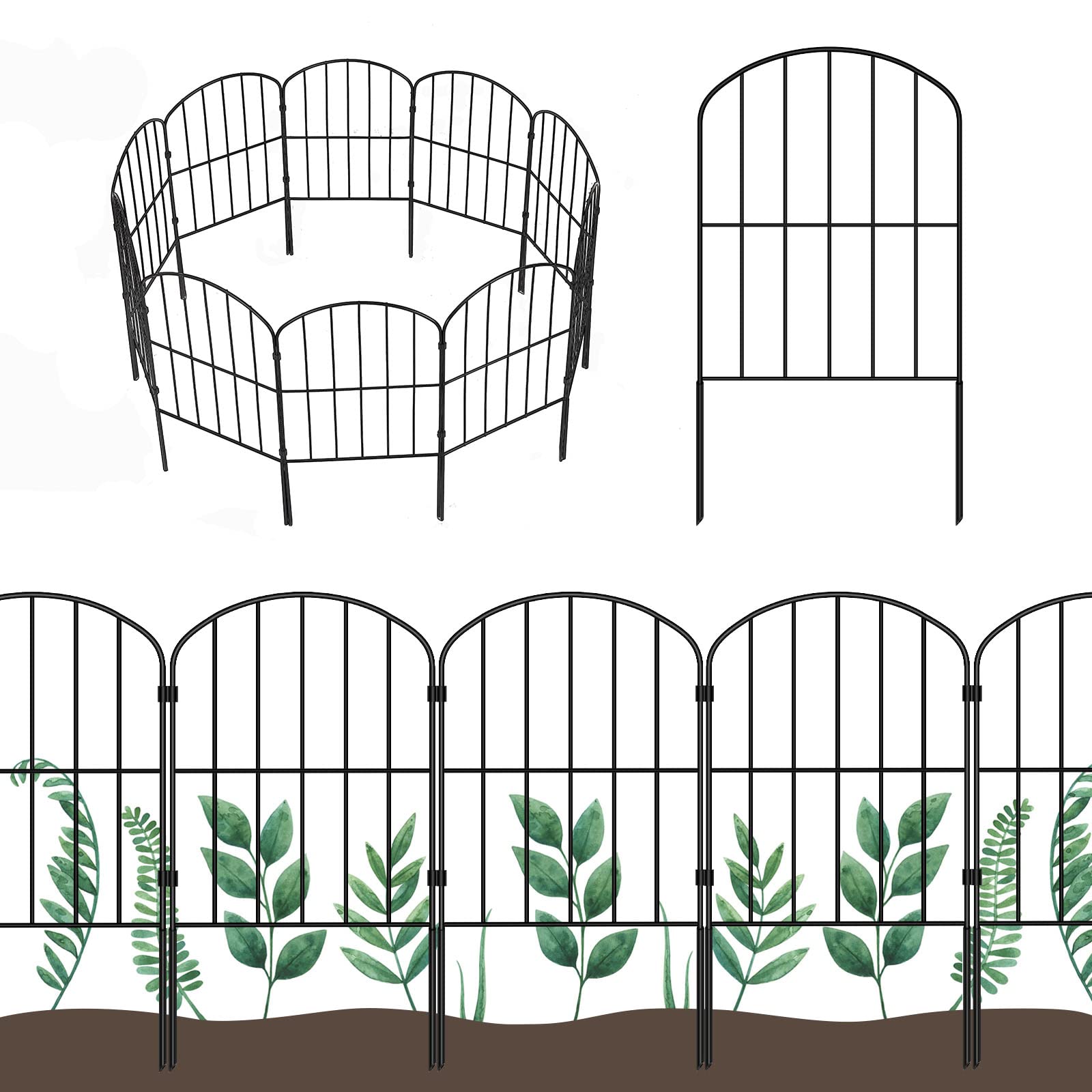 OUSHENG Decorative Garden Fence 25 Panels, Total 27ft (L) x 24in (H) Rustproof Metal Wire Fencing Border Animal Barrier, Flower Edging for Landscape Patio Yard Outdoor, Arched