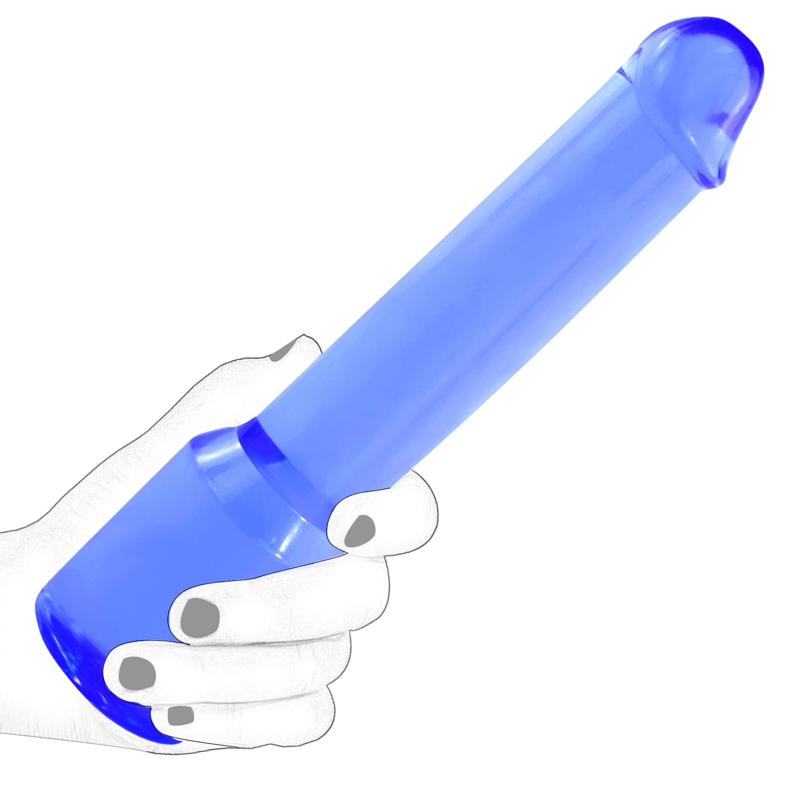 Shkanla 7.5 Inch Realist Dildo, Handheld Blue Jelly Dildo Anal Dildo for Woman Men Gay, Adult Sex Toy Soft Lifelike for Beginner