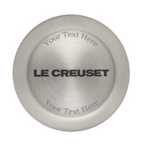 le creuset 7 1/4 qt. signature round dutch oven w/engraved personalized stainless steel knob