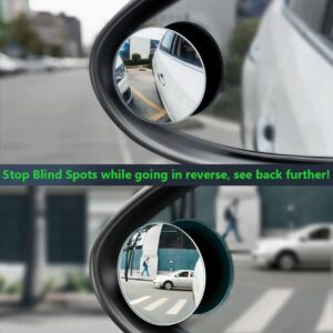 Blind Spot Car Mirror 2 Pack-2 Inch Round Rear View Convex Mirrors for Cars/SUVs/Motorcycles/Trucks/Trailers/Snowmobiles/Bicycles/RVs/Boats/Golf Carts with Rust Resistant Frame-HD Real Glass