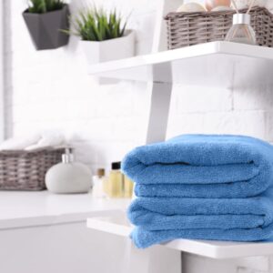 DAN RIVER 100% Cotton Economy Bath Towels Set Pack of 6| Super Absorbent Quick Drying Hotel Quality Towels for Home, Gym, Spa & Daily Use | Medium Blue, 22”x44”, 400 GSM