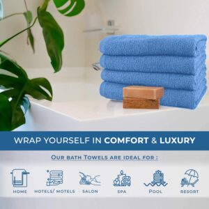 DAN RIVER 100% Cotton Economy Bath Towels Set Pack of 6| Super Absorbent Quick Drying Hotel Quality Towels for Home, Gym, Spa & Daily Use | Medium Blue, 22”x44”, 400 GSM