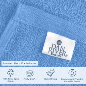 DAN RIVER 100% Cotton Economy Bath Towels Set Pack of 6| Super Absorbent Quick Drying Hotel Quality Towels for Home, Gym, Spa & Daily Use | Medium Blue, 22”x44”, 400 GSM