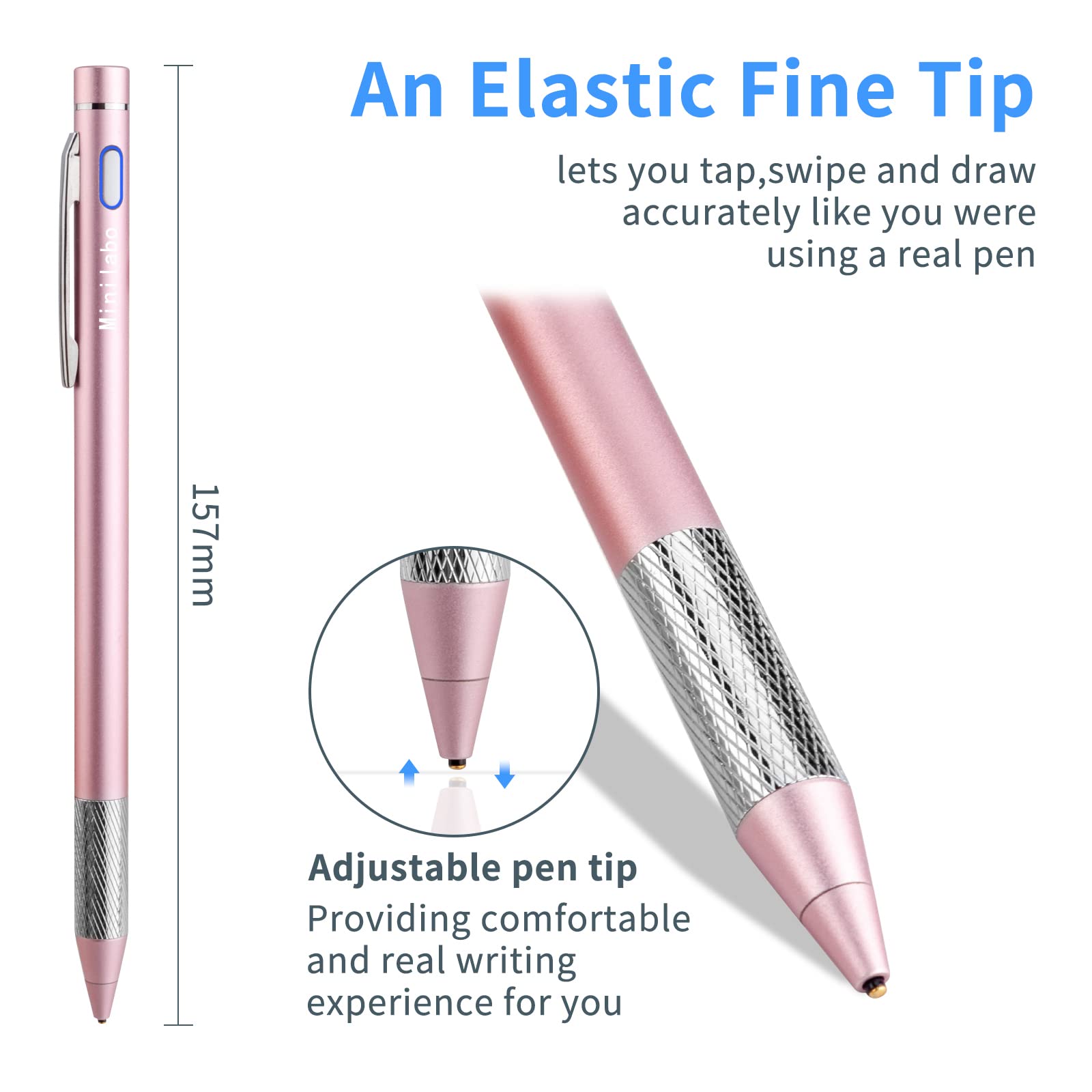 Stylus Pencil for Lenovo Chromebook Flex 5/3 Pen,Minilabo Touch Screens Active Stylus Digital Pen with 1.5mm Ultra Fine Tip Stylist Pen for Lenovo Chromebook Flex 5/3 Drawing and Writing Pencil,Pink