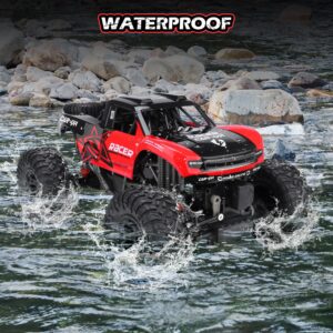 JONEALA RC Trucks 4x4 Offroad Waterproof - 1:12 Scale Large Amphibious Remote Control Car, Dual Motors Crawler Vehicle, Monster Toys with 3 Rechargeable Batteries, Best Gift for Kids Adults