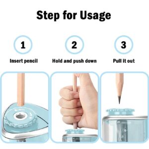 Aogwat Pencil Sharpener Electric Pencil Sharpeners, Portable Pencil Sharpener Kids, Blade to Fast Sharpen, Suitable for No.2/Colored Pencils(6-8mm)/School Pencil Sharpener/Classroom/Office/Home (Blue)