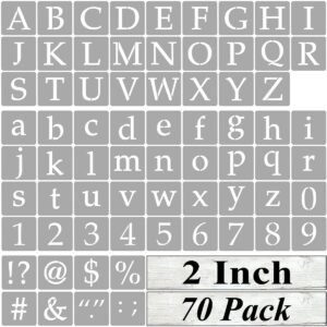 2 inch alphabet letter stencils for painting - 70 pack letter and number stencil templates with signs for painting on wood, reusable letters and numbers stencils for chalkboard wood signs & wall art