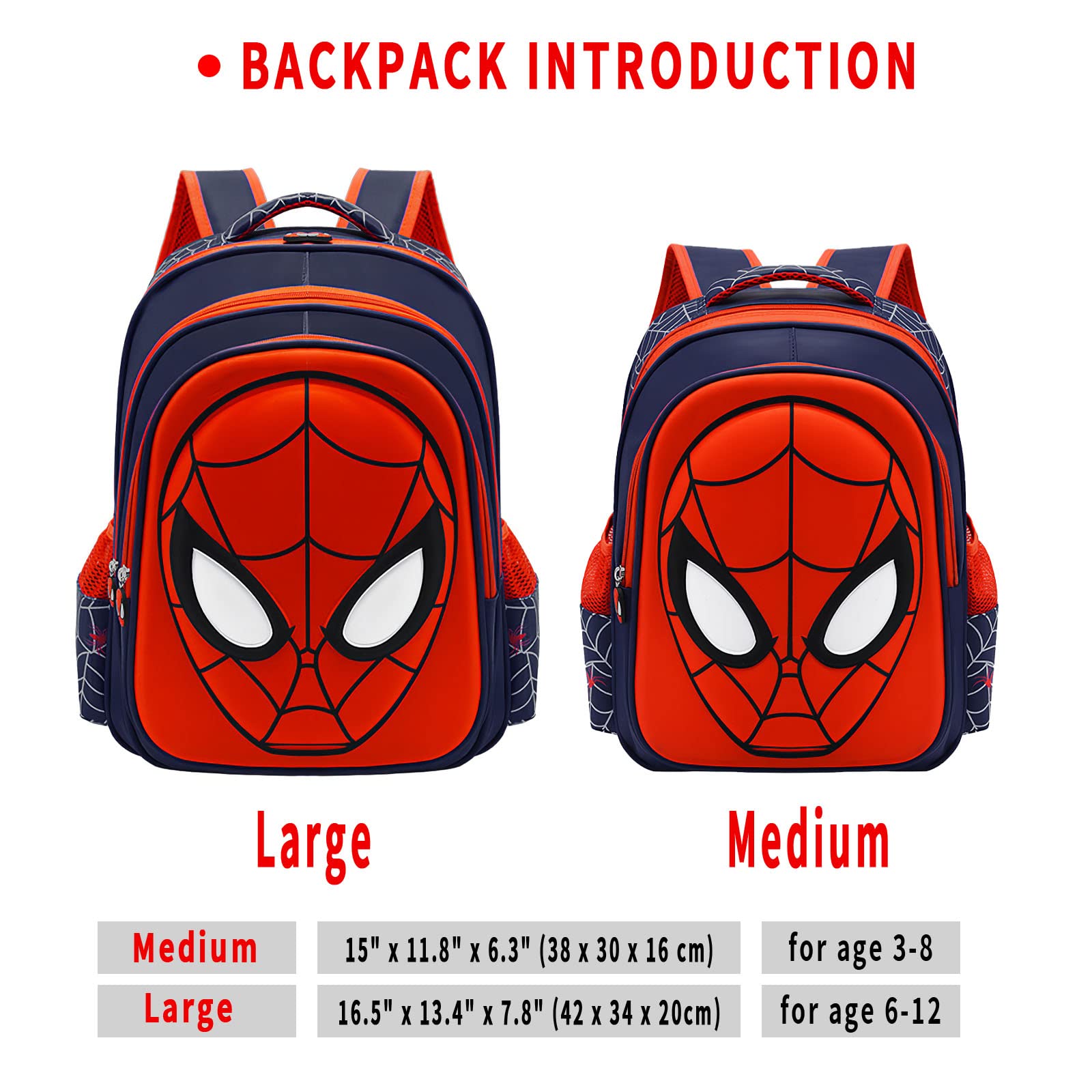 Tvmpkix Toddler School Backpack 3D Comic Schoolbag Waterproof Lightweight Backpack for Elementary Student Schoolbag Kids (Navy M)