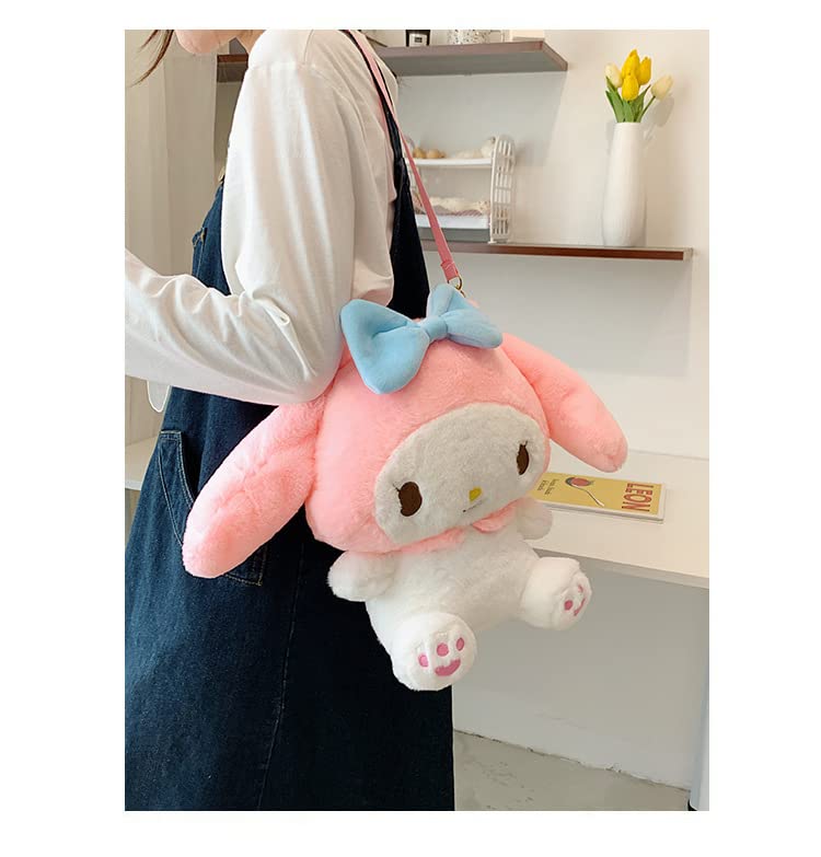 EVESKY Kawaii Melo-dy Plush Backpack For Girls Women Cute Cartoon Toy Bag Soft Plush Doll Bag for Girls Cosplay Birthday Gifts (PINK)