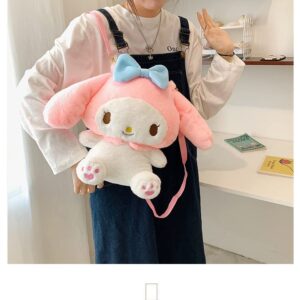 EVESKY Kawaii Melo-dy Plush Backpack For Girls Women Cute Cartoon Toy Bag Soft Plush Doll Bag for Girls Cosplay Birthday Gifts (PINK)