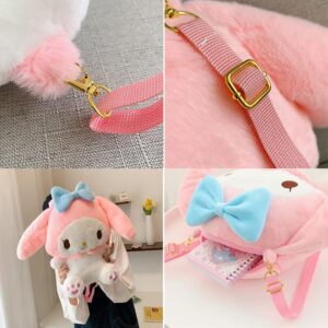 EVESKY Kawaii Melo-dy Plush Backpack For Girls Women Cute Cartoon Toy Bag Soft Plush Doll Bag for Girls Cosplay Birthday Gifts (PINK)