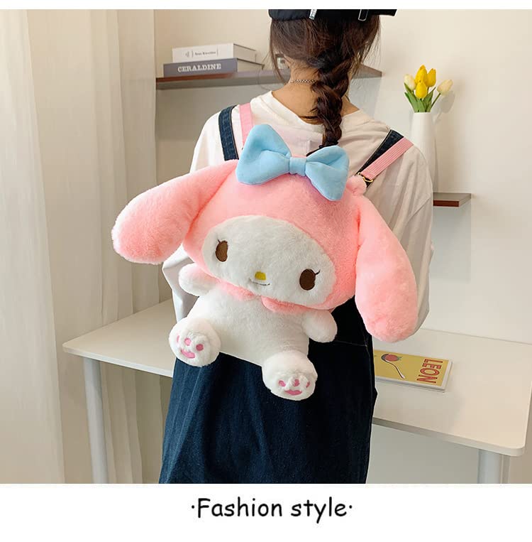 EVESKY Kawaii Melo-dy Plush Backpack For Girls Women Cute Cartoon Toy Bag Soft Plush Doll Bag for Girls Cosplay Birthday Gifts (PINK)