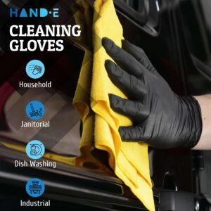 Hand-E Touch Black Nitrile Disposable Gloves Medium, 100 Count - BBQ, Tattoo, Hair Dye, Cooking, Mechanic Gloves - Powder and Latex Free Gloves