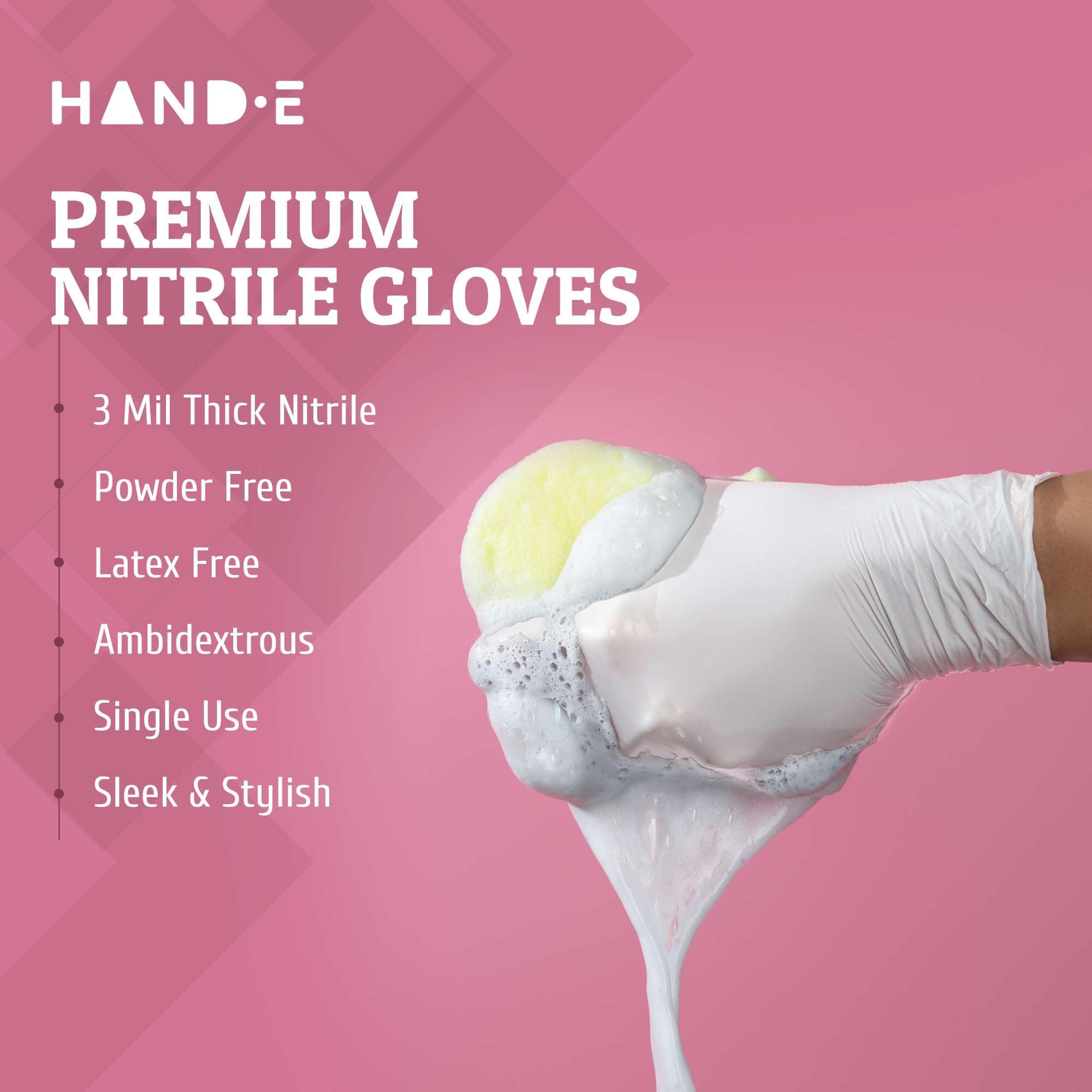 Hand-E Touch White Nitrile Disposable Gloves X-Large, 50 Count - Food Prep, Salon, Hair Dye, Esthetician, Kitchen Gloves - Powder and Latex Free Rubber Gloves