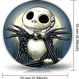 SIISPRI 316L Surgical Stainless Steel Halloween Jack Skellington Round Circle Button Stud Post Earrings 10MM (black-blue)