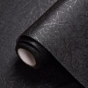 Black Wallpaper Peel and Stick Wallpaper Black Silk Wallpaper for Bedroom Solid Black Contact Paper for Cabinets Self Adhesive Removable Wallpaper Embossed Textured Wallpaper Waterproof 15.7“×118”