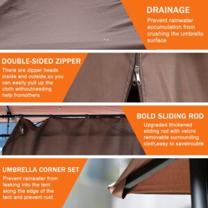 Outdoor Double Roof Hardtop 10' X 10'Gazebo for Patio Grill,Gazebo Large Garden Top Gazebo with Sidewall Party Tent with Curtains & Net（Brown）