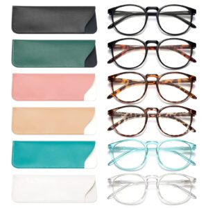 GIBLOGO Stylish 6 Pack Reading Glasses for Women Men - Blue Light Blocking Computer Readers - Ease Blurry Vision & Dry Eyes (6-Pack Mix 01, 1.50)