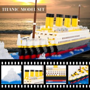 NEWABWN Titanic Model Building Block Set, Titanic Gifts, Titanic Toys with 1860 Pieces Micro Mini Blocks, DIY Bricks Toys for Adults and Kids