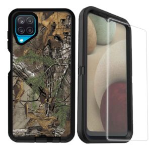 OTTARTAKS Compatible for Samsung Galaxy A12 Case for Men Boy Camo Case with Camera Len Protector Heavy Duty [Military Grade Protection] Shockproof Case for Galaxy A12 5G/4G, Camouflage