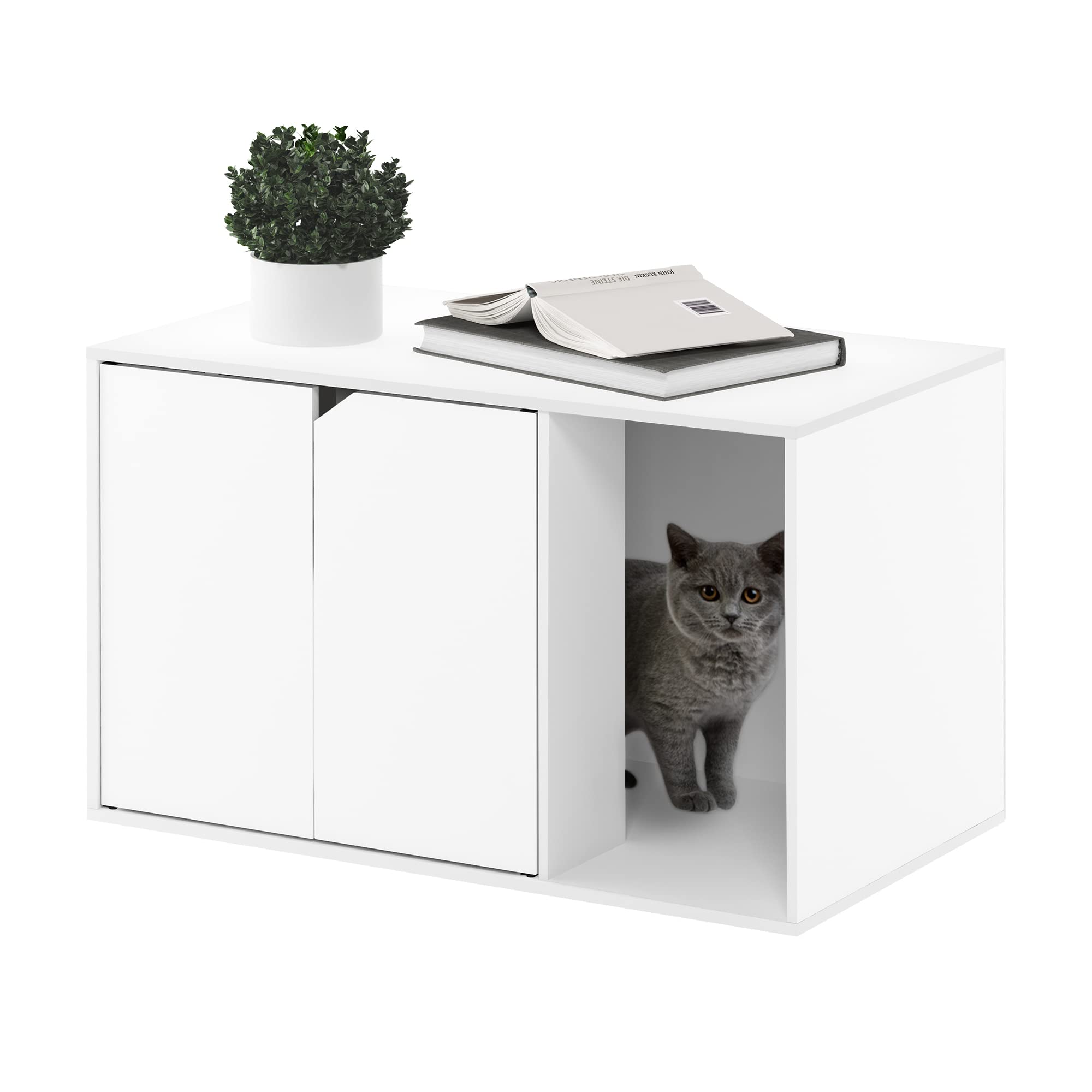 Furinno Peli Litter Box Enclosure, Solid White