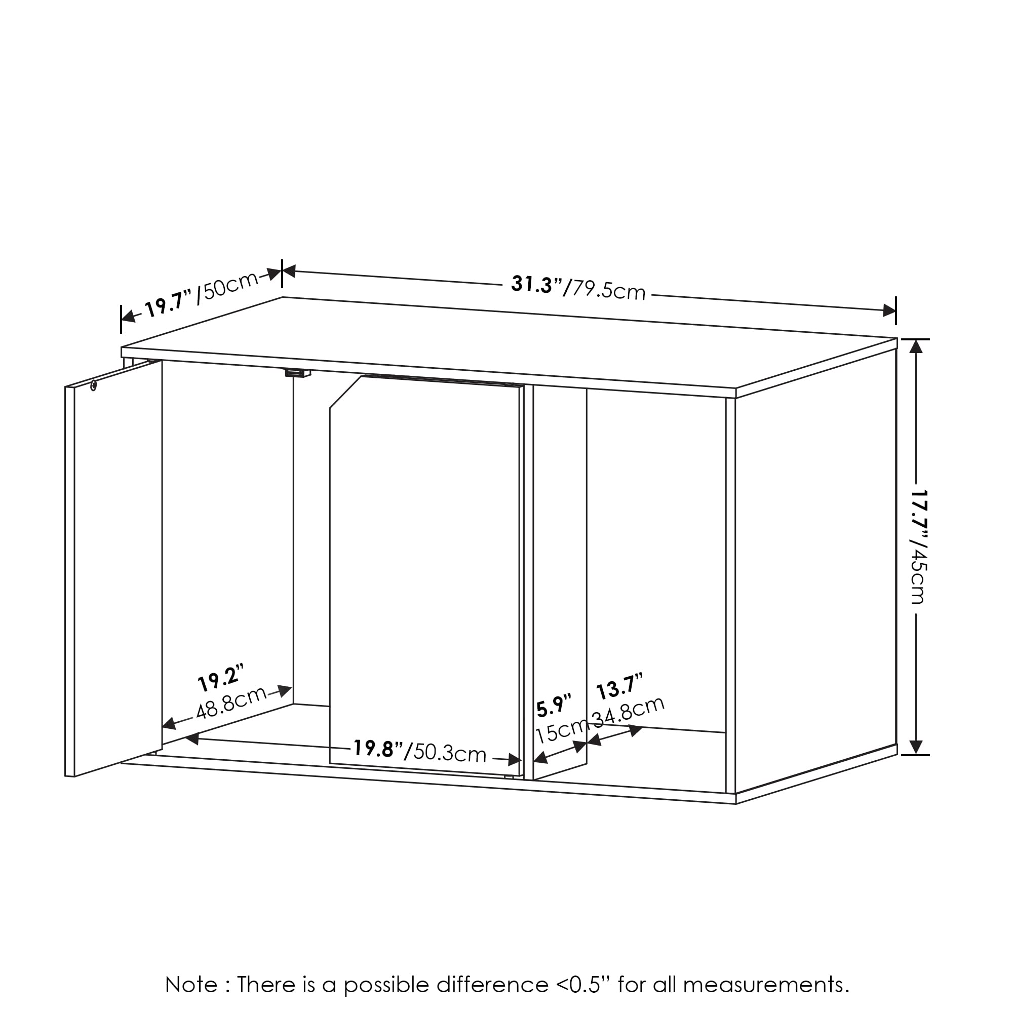 Furinno Peli Litter Box Enclosure, Solid White