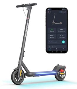 electric kick scooter, 9 inch pneumatic tubeless tires, max speed 15.5mph, max 15.5/18.6 miles, 250w/350 motor, foldable electric scooter for adults, max weight capacity 220lbs-white