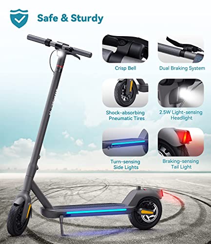 Electric Kick Scooter, 9 inch Pneumatic Tubeless Tires, Max Speed 15.5MPH, Max 15.5/18.6 Miles, 250W/350 Motor, Foldable Electric Scooter for Adults, Max Weight Capacity 220lbs-White