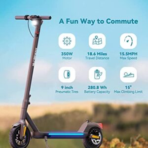 Electric Kick Scooter, 9 inch Pneumatic Tubeless Tires, Max Speed 15.5MPH, Max 15.5/18.6 Miles, 250W/350 Motor, Foldable Electric Scooter for Adults, Max Weight Capacity 220lbs-White