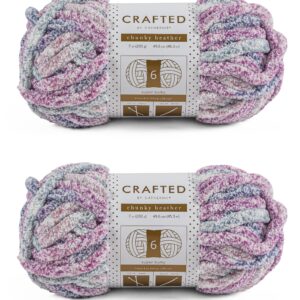 Crafted By Catherine Chunky Heather Multi Yarn - 2 Pack (49 Yards Each Skein), Purple Multi, Gauge 6 Super Bulky