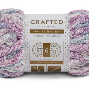 Crafted By Catherine Chunky Heather Multi Yarn - 2 Pack (49 Yards Each Skein), Purple Multi, Gauge 6 Super Bulky