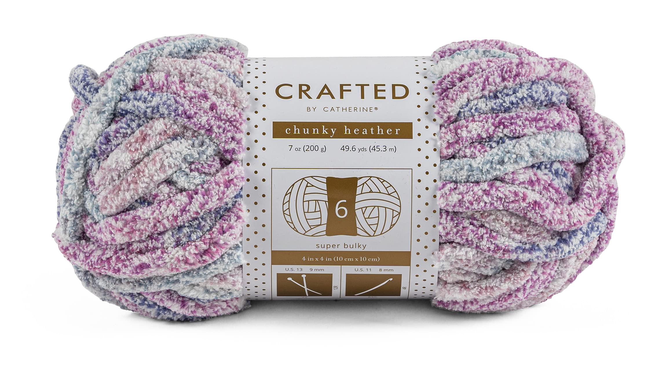 Crafted By Catherine Chunky Heather Multi Yarn - 2 Pack (49 Yards Each Skein), Purple Multi, Gauge 6 Super Bulky