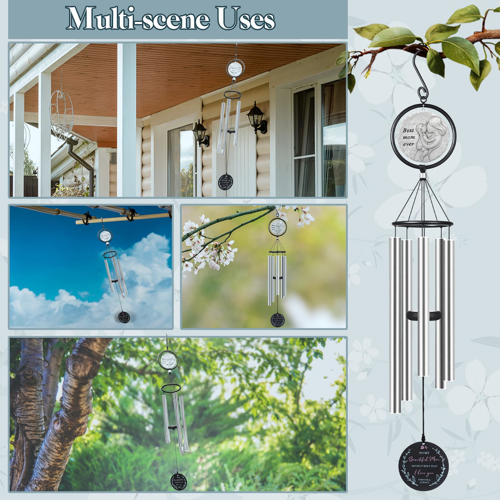 Gifts for Mom from Daughter, Son - Birthday Gifts, Thank You Gifts for Mom, Perfect Present for Mothers of All Ages, 36” Outdoor Wind Chimes