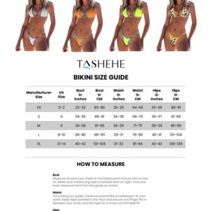 TASHEHE Women's Triangle Thong Bikini Set Sexy String Brazillian Two Piece Swimsuit Cute Bathing Suit - White - Large