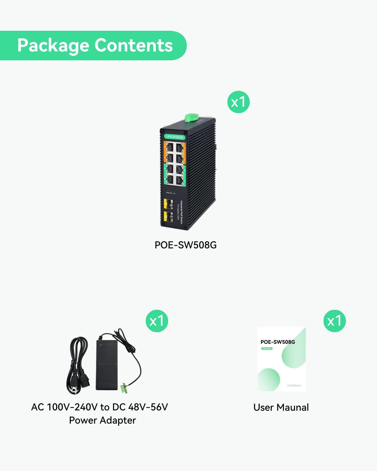 LINOVISION Industrial 8-Port Full Gigabit POE++ Switch with 4 BT 90W PoE Ports, 2 Gigabit SFP Uplinks, POE Budget 120W, POE Watchdog, DIN-Rail POE Switch for PTZ Camera/POE Lighting/ POE Monitor