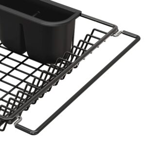 Simple Houseware Large Over Sink Counter Top Dish Drainer Drying Rack with Utensil Holder, Black