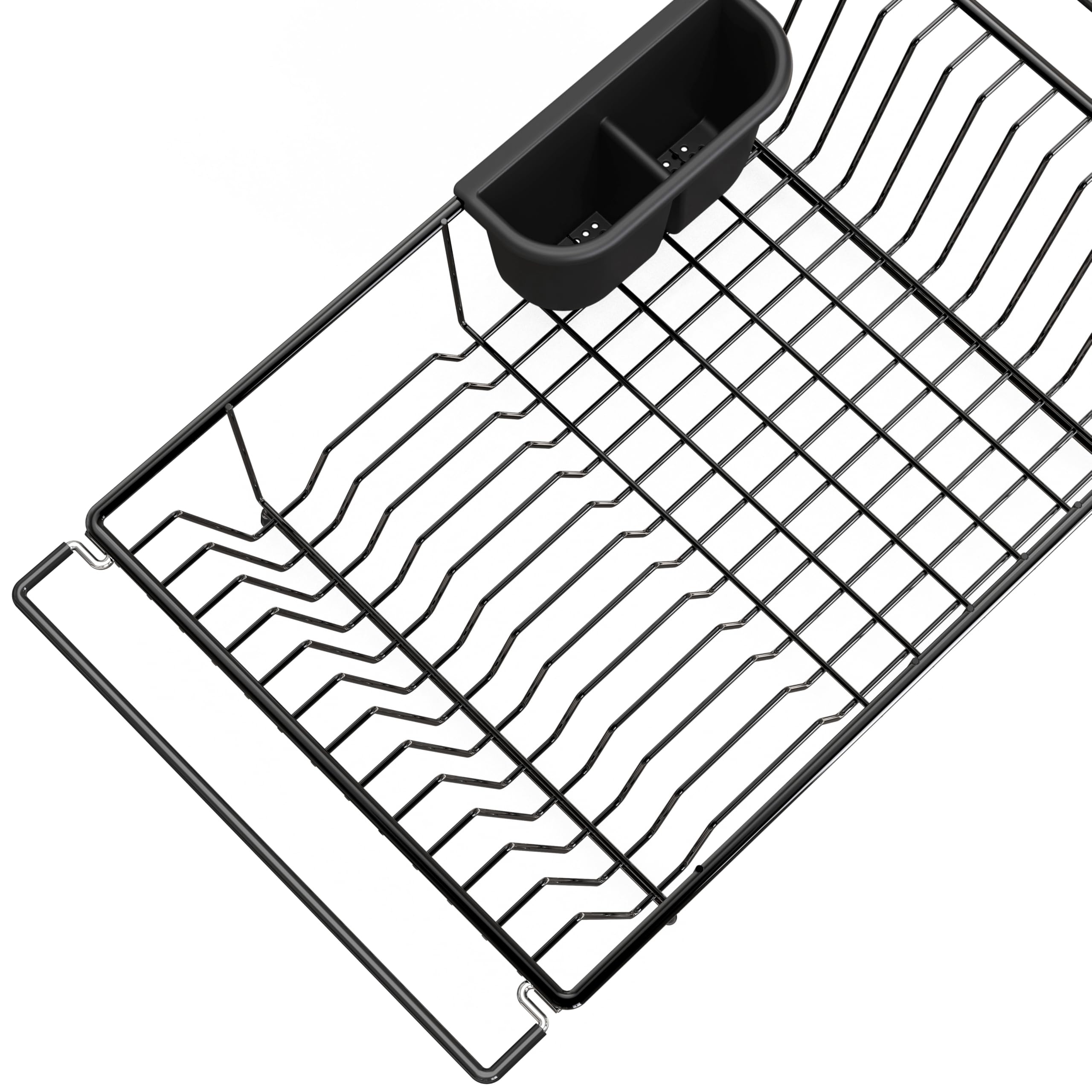 Simple Houseware Large Over Sink Counter Top Dish Drainer Drying Rack with Utensil Holder, Black