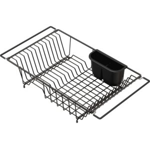 Simple Houseware Large Over Sink Counter Top Dish Drainer Drying Rack with Utensil Holder, Black