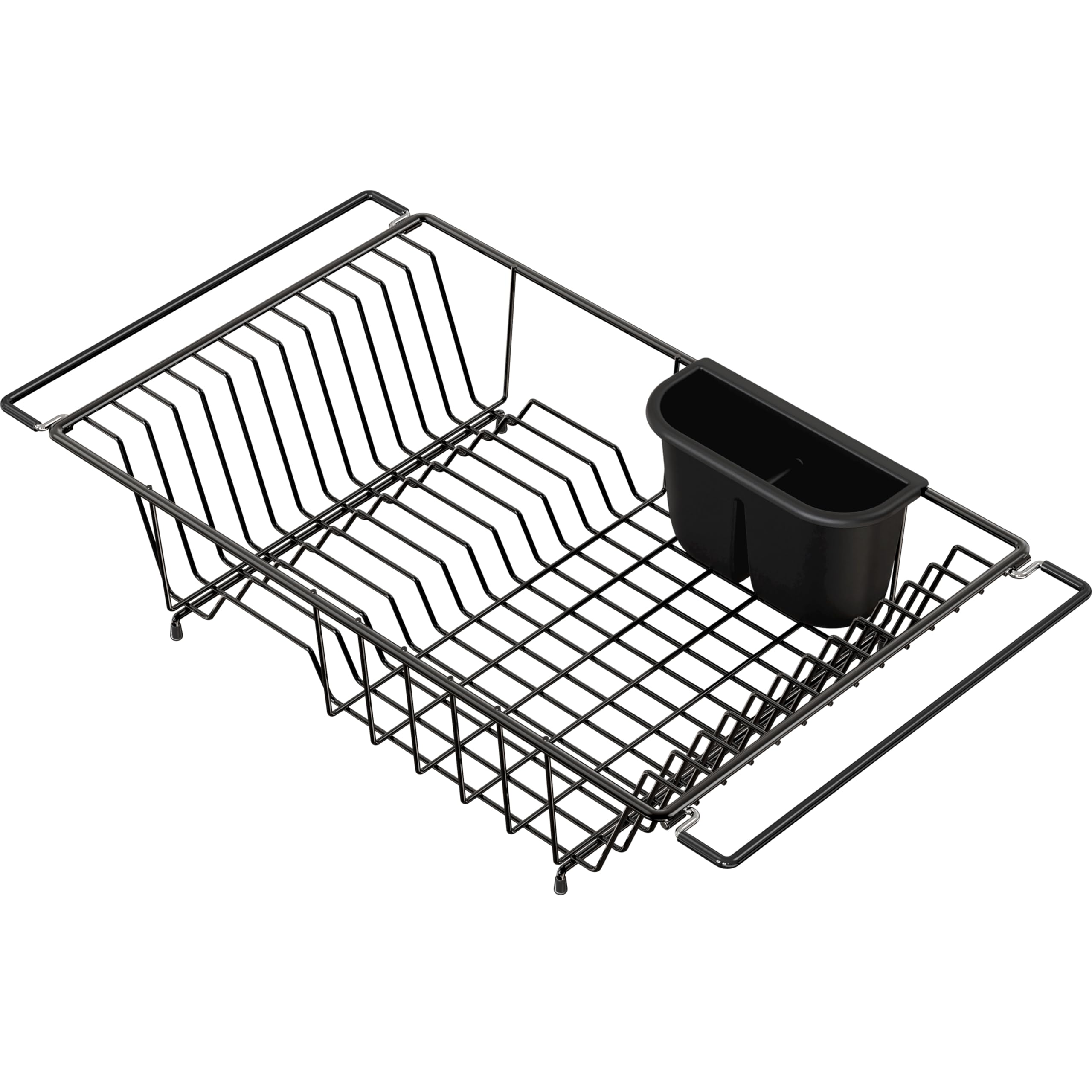 Simple Houseware Large Over Sink Counter Top Dish Drainer Drying Rack with Utensil Holder, Black