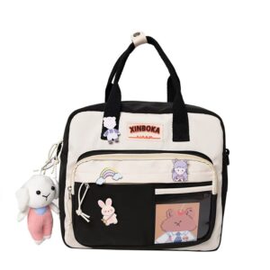 JQWSVE Kawaii Backpack Cute Messenger Bag Crossbody Canvas Tote Bag for Women Kawaii Ita Bag with Kawaii Accessories