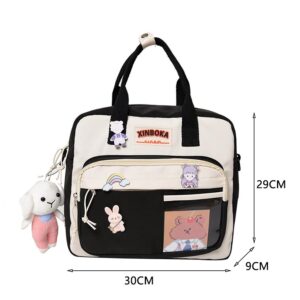 JQWSVE Kawaii Backpack Cute Messenger Bag Crossbody Canvas Tote Bag for Women Kawaii Ita Bag with Kawaii Accessories