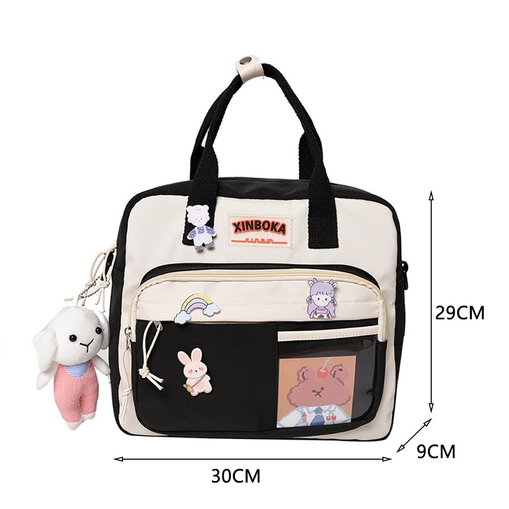 JQWSVE Kawaii Backpack Cute Messenger Bag Crossbody Canvas Tote Bag for Women Kawaii Ita Bag with Kawaii Accessories