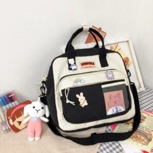 JQWSVE Kawaii Backpack Cute Messenger Bag Crossbody Canvas Tote Bag for Women Kawaii Ita Bag with Kawaii Accessories