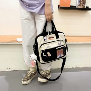 JQWSVE Kawaii Backpack Cute Messenger Bag Crossbody Canvas Tote Bag for Women Kawaii Ita Bag with Kawaii Accessories