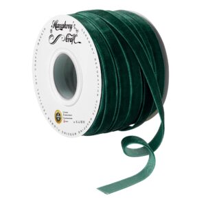 Humphrey's Craft 3/8 Inch Wide Green Velvet Ribbons Spool Good for Sewing, Gifts Wrapping, Jewelry Making, Christmas Crafting Projects 25 Yards.