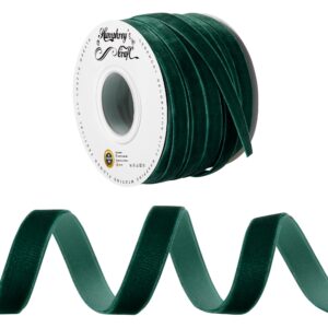 Humphrey's Craft 3/8 Inch Wide Green Velvet Ribbons Spool Good for Sewing, Gifts Wrapping, Jewelry Making, Christmas Crafting Projects 25 Yards.