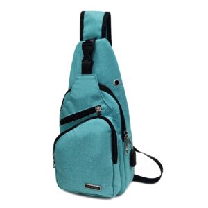 Seoky Rop Men Women Sling Backpack Crossbody Shoulder Chest Bag with USB Charging Port for Travel Hiking Mint Green