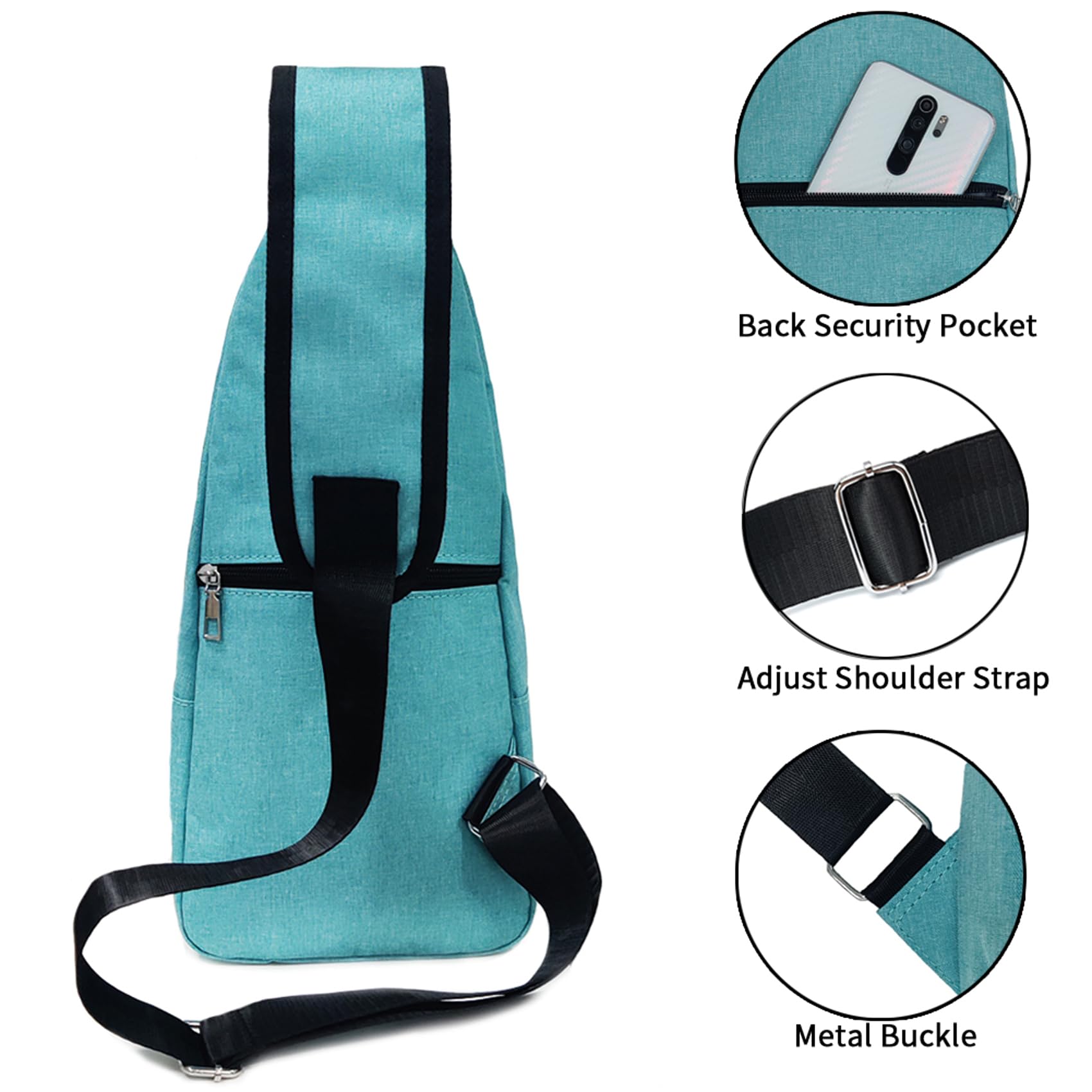 Seoky Rop Men Women Sling Backpack Crossbody Shoulder Chest Bag with USB Charging Port for Travel Hiking Mint Green